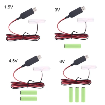 Адаптер за муляжных батерии тип АА, Сменяем захранващ кабел USB, Подмяна на кабел от 1 до 4шт АА за led играчка дистанционни управления