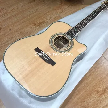 Акустична китара с деколте по поръчка 41 инча, китара от масив смърч, хастар от палисандрово дърво, безплатна доставка