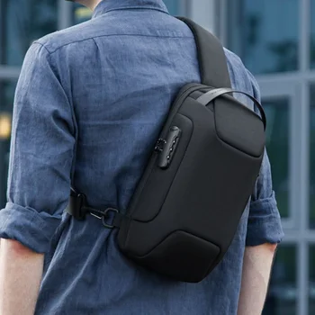 Анти-кражба мъжки нагрудная чанта, в гърдите раница с ключалка с парола за бизнес, отдих и туризъм, водоустойчива чанта през рамо Q288