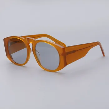 Ацетатные висококачествени очила ръчно изработени Класически ниша, овална форма слънчеви очила Тенденция индивидуалност модни слънчеви очила мъже жени UV400