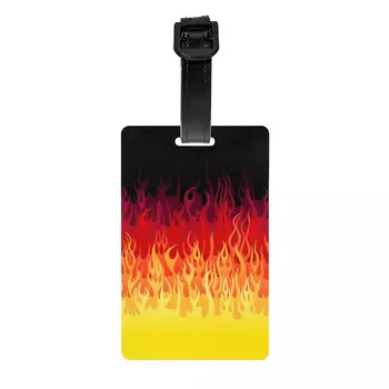 Багажная етикет Red Fire Burning Racing Flames, Идентификация на етикета за защита на куфара и багаж от любопитни очи
