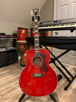 безплатна доставка Jumbo guitar F50 РЕКОЛТА китара професионална китара с 3 дръжки звукосниматели червен блясък guild електрическа китара акустична