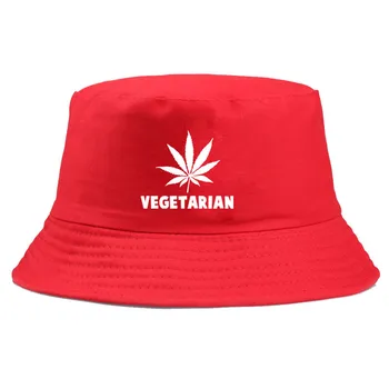 Веганские Шапки-ведерки подарък от трева за мъже и за жени, за любителите на животни, Зелени листа канабис, Рибарски шапки