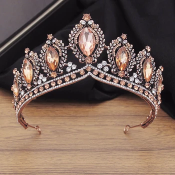 Великолепна кристален сватбената корона В ретро стил, сватбена диадема, Царски диадеми, Crown, прическа, рокля сватба, украса за коса