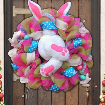 Венец с великден заек, орнаменти за врати и стени, Великденският заек, празнична украса за дома партита 2024