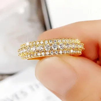 Висококачествени годежни пръстени Huitan за влюбени, искрящи кубични циркониеви пръстени с обещание за вечност, дамски класически орнаменти блинг Блинг