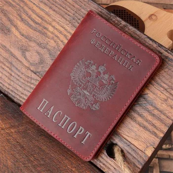 Висококачествени корици за паспорти от естествена кожа за Русия, твърди притежател на лична карта и кредитна карта, бизнес калъф за паспорт, пътен калъф унисекс
