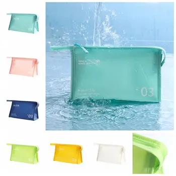 Водоустойчив Пътен Органайзер, чанта за тоалетни принадлежности Желеобразного цвят, косметичка голям капацитет, чанти за съхранение на PVC на открито
