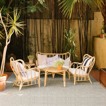 Всекидневна диван от ратан тераса във вътрешния си двор и стол от ратан, мебели за отдих в градината карта на зона за отдих B & B double single