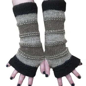 Възрастни Зимни плетени калъф за Ръкавици Без Пръсти, Направени в Ивицата Топли Дълги Ръкавици