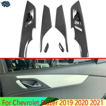 Вътрешна дръжка Врата в стил на карбонови нишки, на Кутията, Затвори, на Финала на купата, Поставете в рамка, украса рамка за Chevrolet Blazer 2019 2020 2021