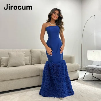 Выпускное рокля Jirocum Blue трапецовидна форма, дамски официални рокли без презрамки и дължина до пода, официална рокля Саудитска Арабия 2024 г., Нов коктейл рокля