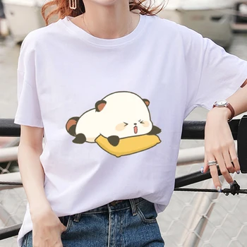 Градинска тениска за жени, тениска с принтом Ulzzang Harajuku Kawaii с анимационни мечка, лятна нова свободна ежедневни тениска