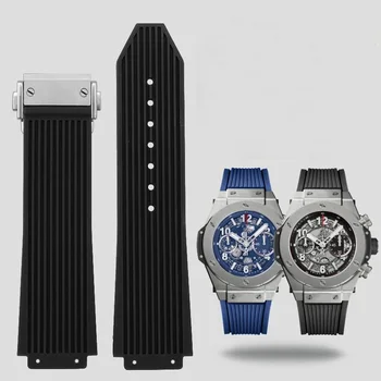 Гумена каишка за часовник HUBLOT BIG BANG, мъжки каишка за часовник, мек силикон водоустойчив каишка, който предпазва от пот, 26-19 мм