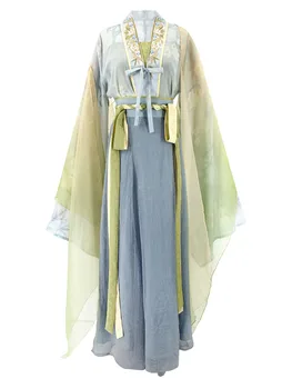 Дамски дрехи Джин в китайски стил Хан, Лятно плиссированное рокля с кръстосано пола, костюми за момичета класически темперамент, облекло в китайски стил Хан.