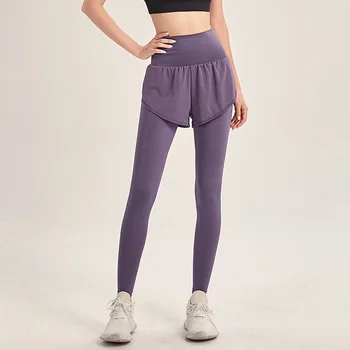 Дамски панталони за йога 2в1 от еластична фина мрежа, бързо съхнещи спортни панталони за фитнес и бягане S-5XL