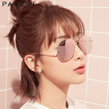 Дамски слънчеви очила PARZIN Classic Pilot, Включване на Слънчеви Очила за мъже, Метални рамки за очила, Дамски очила за шофиране UV 400 53 мм
