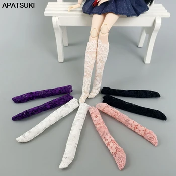 Дантелени чорапи със средна дължина, Sweet Princess от чист цвят карамел за аксесоари на куклата Барби, чорапи за куклите Blythe Licca, детски играчки 