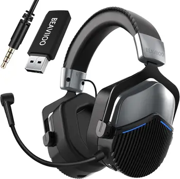 Детска слушалки BEAVIIOO HW02 5.8 G за PS4 / PS5 / PC / Switch, стабилни слот слушалки без загуба и микрофон с шумопотискане Micr