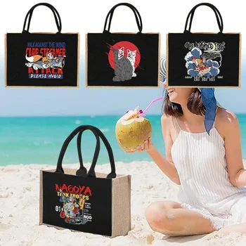 Джутовая чанта, чанта през рамо, имитация на юта, спално Бельо, чанти, Дамски чанта за пазаруване, Дизайнерски Ламинирани торбички, Японската маска, Нов стил