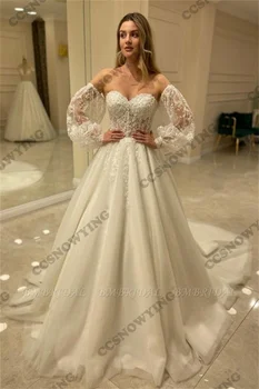 Диференцирани мюсюлманската сватбена рокля за булката рокля без презрамки, Прозрачно, с дълъг ръкав, Арабско сватбена рокля в Дубай, Женско Арабско рокля на Булката