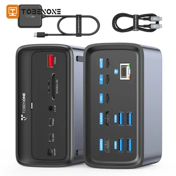 Докинг станция TobenONE C USB Поддържа USB монитор C честота 4K / 120 Hz със зарядно устройство GaN III мощност 100 Вата за лаптоп USB-C Windows