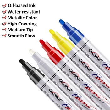 Дръжки-маркери за рисуване - 5 цвята, постоянни маркери на маслена основа, средния връх, быстросохнущий и водоустойчив маркер