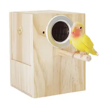 Дървена къща пиле, гнездо, Кутия за отглеждане на птици, Декоративни клетки за отглеждане на папагали, Аксесоари за домашни любимци, за Украса на дома тераси, Кутия за чифтосване