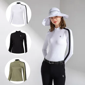 Есенна дишаща еластична тениска за голф Love Golf, женски тънки лоскутные долните ризи, дамски топли блузи с дълъг ръкав, спортно облекло