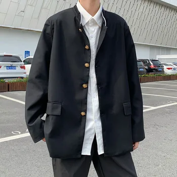 Есенна мъжко яке в китайски стил 2023 година, малък костюм, корейската версия на униформи, студентски яке, малък костюм, младежко модно палто