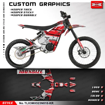 Етикети С графика кунг-фу, винил за мотоциклет TALARIA X3 Dirt eBike, червено-сиво (Стил № TLX3MX523N010-KR)