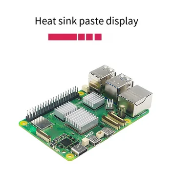 За Raspberry Pi 5 Конструкция радиатор за процесора със самозалепваща подложка, комплект радиатори за охлаждане с топлопроводимост чип, B