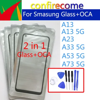 За Samsung A13 в а23 A33 а a53 A73, 5G, сензорен екран, преден панел, LCD дисплей, външна леща, предно стъкло, лепило ЗЗД