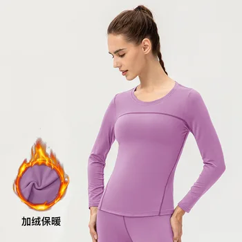 Зимна дамска спортна риза Руното термална hoody с дълъг ръкав за бягане, тренировка във фитнес залата, риза за йога, спортно облекло