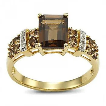 Изискано женско пръстен Asscher нарязани 3 цвята, бъде позлатен пръстен с кристал Цирконий, годежен пръстен, подарък за коктейльной партита, бижута