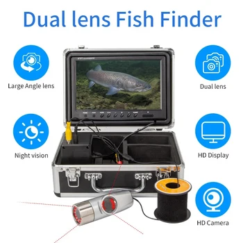 Изключителен дизайн с двоен обектив на камерата!!!SYANSPAN 4500mah живот HD 1000TVL Инфрачервена Камера за лед риболов с подводен линкът води към пълен списък