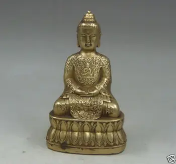 Изцелителната Рядка тибетски мед Амитабха Гуаньинь изискана Статуя на Буда в стола лотос Украса на градината от 100% истинска месинг и бронз