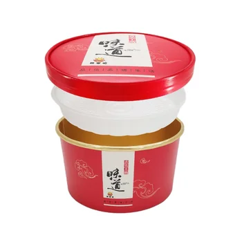 Индивидуален продукт - на хартиен контейнер за хранителни продукти с логото to go с щепсел чекмедже, купички за супа и ориз с капак