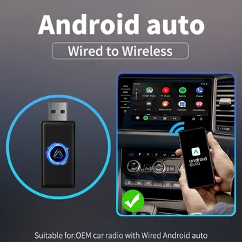 Интелигентен led AI Box Android Auto Wireless Adapter Авто OEM Кабелна Android Auto to Wireless за автомобилни стерео системи OEM USB Dongle Auto Connect
