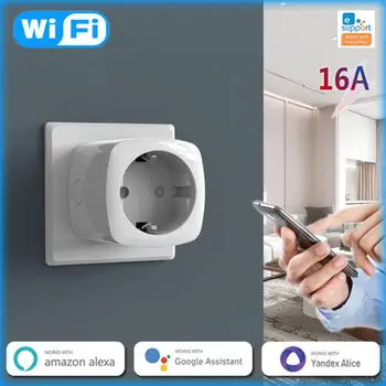 Интелигентно гнездо EU WiFi с функция за контрол на хранителните навици на Sasha / APP Remote Control Smart Socket Работи с Алекса Home