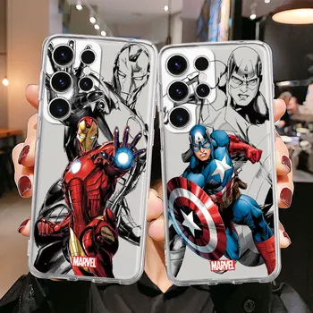 Калъф за Samsung Galaxy S23 Ultra S20 FE Note 20 10 Ultra Plus 8 9 S21 S22 Marvel Heroes Iron Man Funda Cover Прозрачен Мек