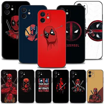 Калъф За мобилен Телефон iPhone 15 14 13 12 11 Pro Max Mini XS X XR 7 8 Plus С Фина, Мека Капак Marvel Deadpool Angry Face комикси