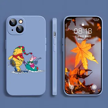 Калъф за мобилен телефон с Мечо Пух от анимационен филм на Дисни за Ihpne 15 14 13 12 11 Mini Max Pro 6 7 8 Течна силиконова обвивка