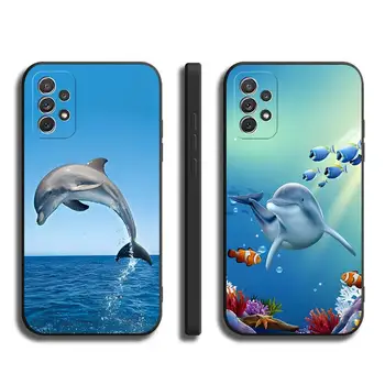 Калъф за телефон Ocean Dolphin Samsung A01 A10 A11 A20 A12 A21 A22 A9, A8, A7, A6 А02 M02 E S, Черен Мек Силиконов Калъф