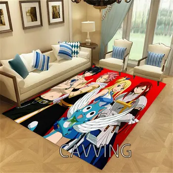 Килим с 3D принтом Fairy Tail, Фланелен подложки, противоскользящий голям килим, украса на дома за всекидневната, интериор у дома в спалнята