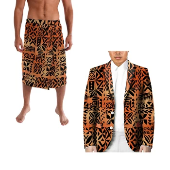 Кимоно Pacific Heritage с дълъг ръкав, жилетка и т.н. Модерен мъжки костюм в стил ретро в полинезийски самоанском стил от две части.