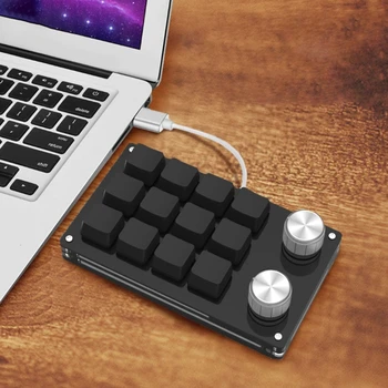 Клавиатура RGB с макро-регулатор на силата на звука, программирующая 3-12 клавиш за Macbook Забележка
