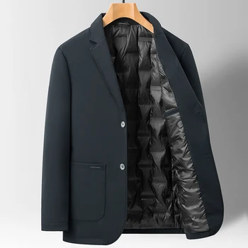 Класически Мъжки блейзери и костюми на утином топола Есен-зима 2023, бизнес Ежедневието на обикновен топлите пухени костюми, яке, приталенные якета, сака-якета