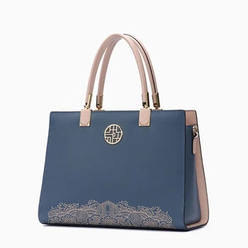 Кожена дамска чанта в Луксозна дизайнерска дамска чанта от естествена кожа, с Висококачествена чанта от естествена телешка кожа, Чанти за жени