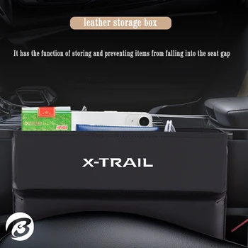 Кожена кутия за съхранение на автомобилни седалки за Nissan X-Trail X Trail Органайзер за предната седалка на колата, Запазено Отвор за зарядно кабел, стойка за телефона